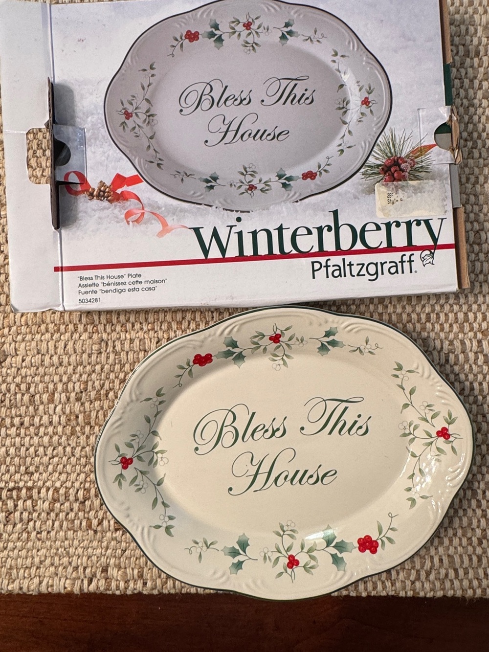 Pfaltzgraff Winterberry Bless This House Holiday Platter Original Box Christmas